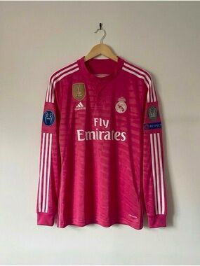 Real Madrid 14-15 Long Sleeve Away Pink Jersey  Size Medium